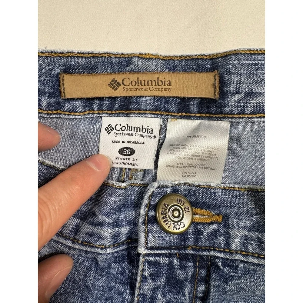 Columbia River Lodge Men 36x30 Blue Utility Cargo Painter Jeans Workwear HM8030